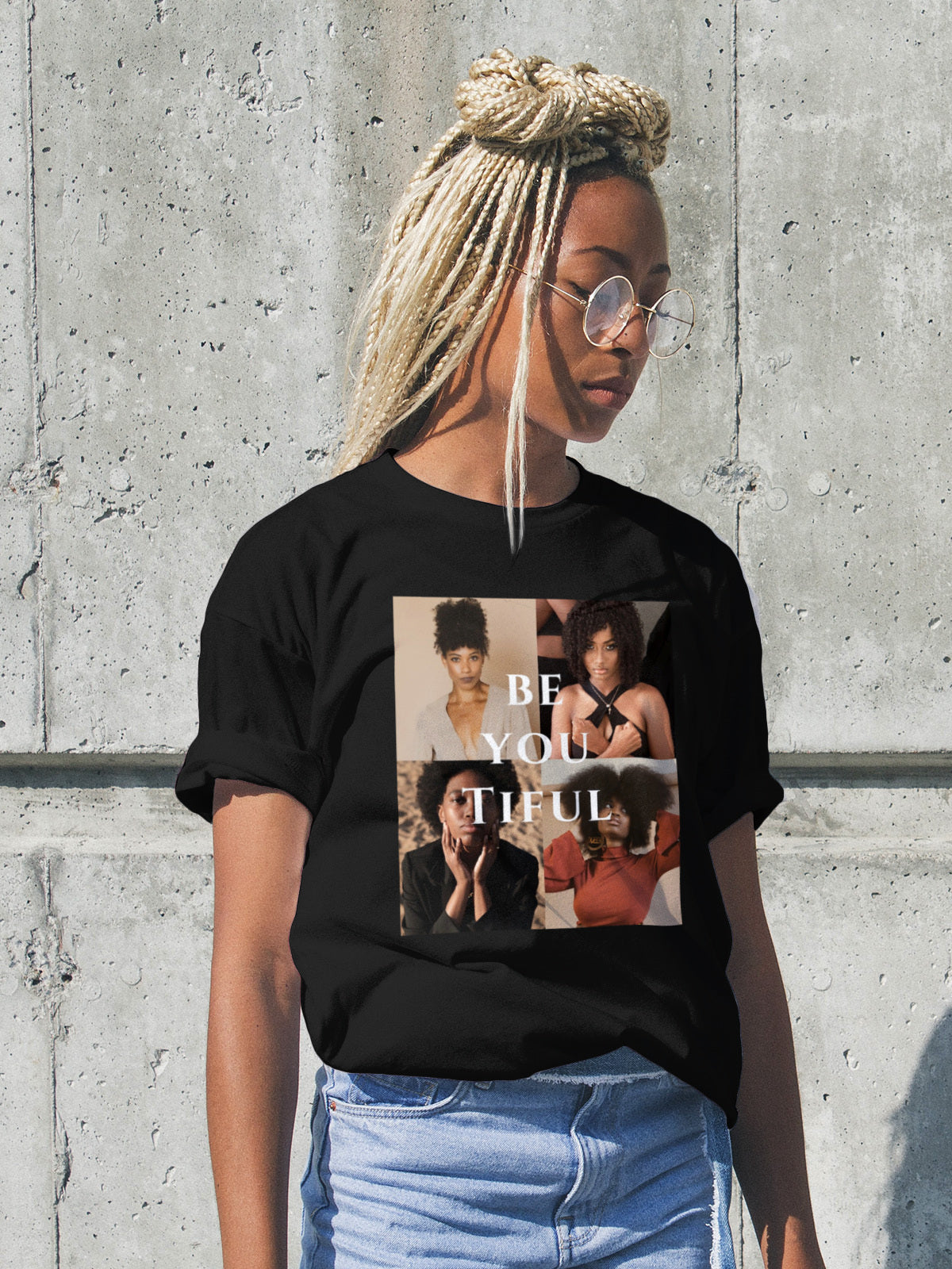 "BE YOU TIFUL" Black Queens T-Shirt